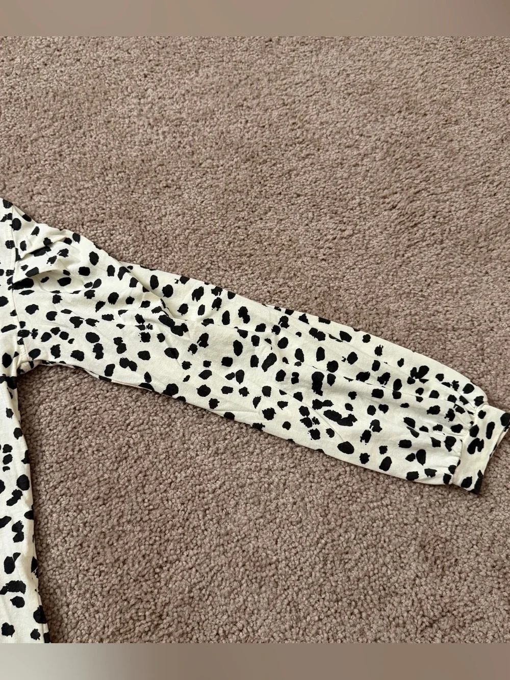 Zara Kids Cream and Black Spot Print Polkadot Cheetah Long-Sleeve Top 13-14